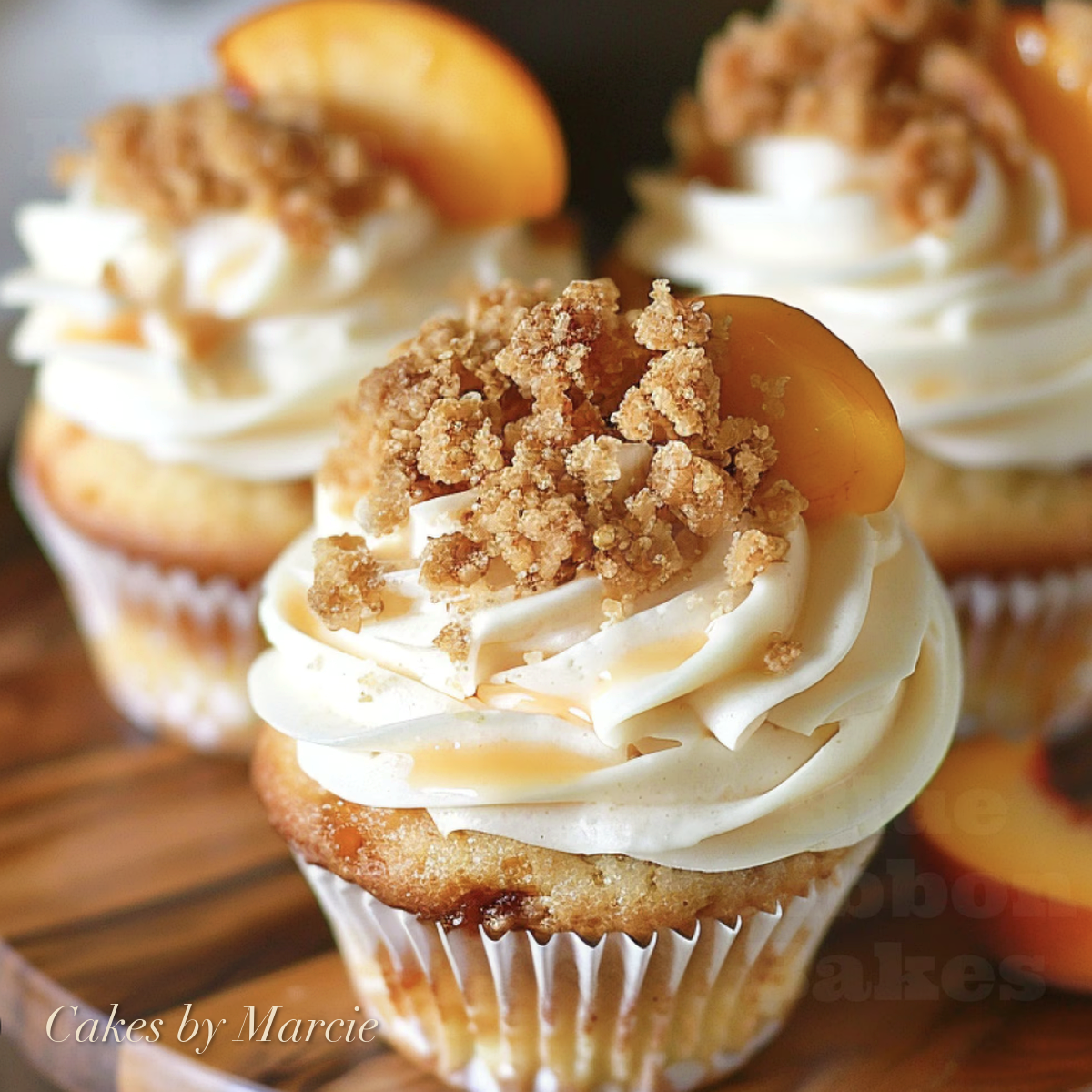 Peach cobbler cupcake — Cupcakes by Marcie, Abu Dhabi UAE