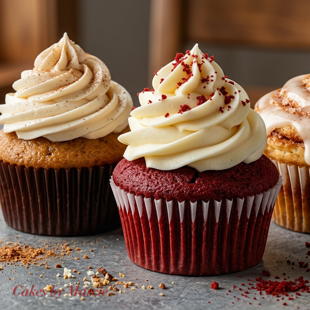 Mixed cupcake tasting box — Crimson Crush, Rum Me Some and Cinnamon Seduction — Cupcakes by Marcie, Abu Dhabi UAE